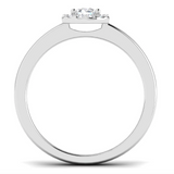 Round Brilliant Cut Pear Shape Diamond Halo Engagement Ring by Harrogate Jewellers, featuring Earth Mined Diamonds set in platinum, bespoke wedding ring from Yorkshire.