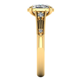 Harrogate Jewellers' 2ct cushion cut engagement ring in platinum, with Art Deco inspired design, featuring lab-grown and earth mined diamonds, bespoke jewellery in Yorkshire.