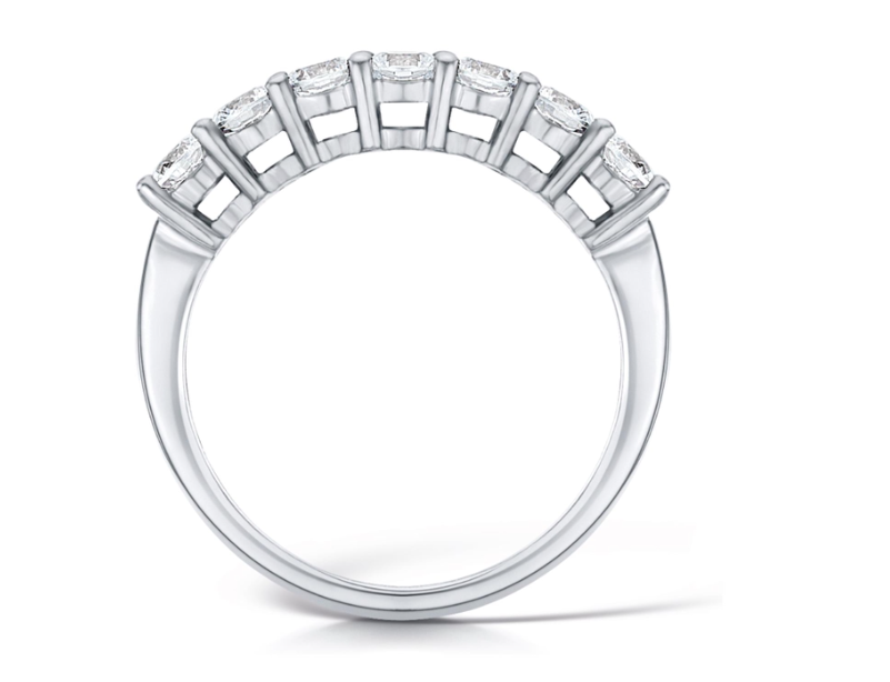 Harrogate Jewellers 7 Stone Diamond Eternity Ring, lab-grown 1.00ct round brilliant cut diamonds, set in platinum, Yorkshire bespoke jewellery.
