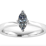 Marquise cut solitaire diamond ring by Harrogate Jewellers, featuring a 0.75ct lab-grown diamond on a platinum band, bespoke engagement rings in Yorkshire.