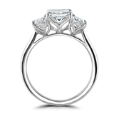 Radiant Cut Laboratory Grown Diamond Trilogy Engagement Ring with Trapezoid Side Stones, 3.00ct, Platinum