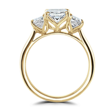 Radiant Cut Laboratory Grown Diamond Trilogy Engagement Ring with Trapezoid Side Stones, 3.00ct, 18ct Yellow Gold