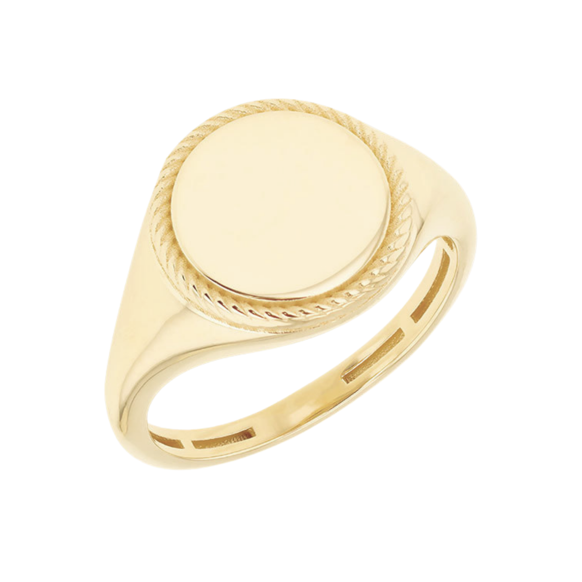 Harrogate Jewellers' signet ring in yellow gold with a twisted rope frame design, perfect for bespoke jewellery lovers seeking earth mined diamonds and wedding rings in Harrogate, Yorkshire.