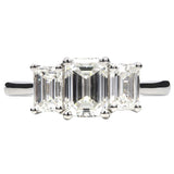 Emerald Cut Diamond Trilogy Ring Platinum GIA Certified 1.70ct