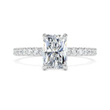Lab-Grown Radiant Cut Diamond Engagement Ring Diamond Shoulders Hidden Halo | The Macie Ring