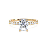 Lab-Grown Radiant Cut Diamond Engagement Ring Diamond Shoulders Hidden Halo | The Macie Ring