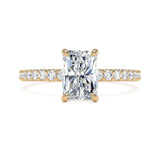 Lab-Grown Radiant Cut Diamond Engagement Ring Diamond Shoulders Hidden Halo | The Macie Ring