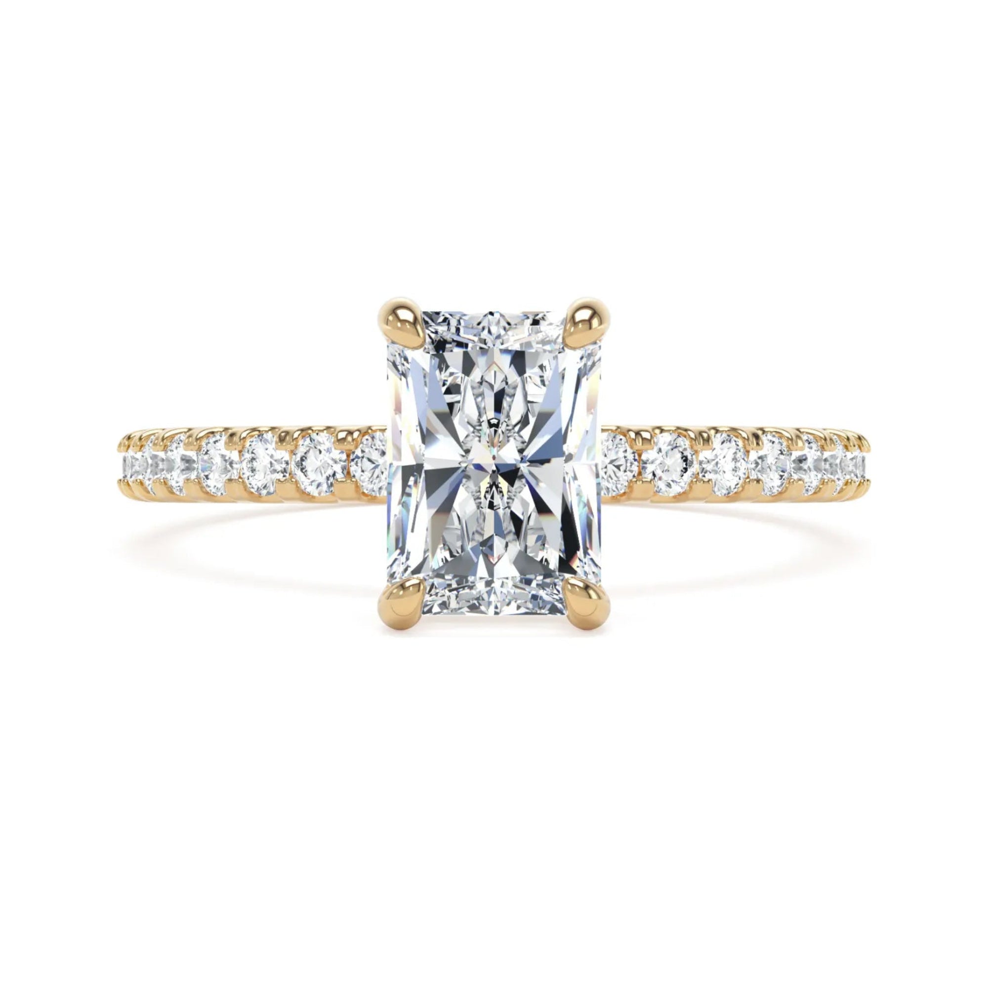Lab-Grown Radiant Cut Diamond Engagement Ring Diamond Shoulders Hidden Halo | The Macie Ring