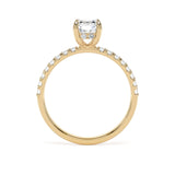 Lab-Grown Radiant Cut Diamond Engagement Ring Diamond Shoulders Hidden Halo | The Macie Ring