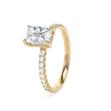 Lab-Grown Radiant Cut Diamond Engagement Ring Diamond Shoulders Hidden Halo | The Macie Ring
