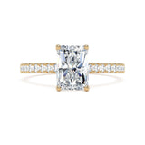 Lab-Grown Emerald Cut Diamond Engagement Ring | Diamond Set Shoulders | The Adele Ring