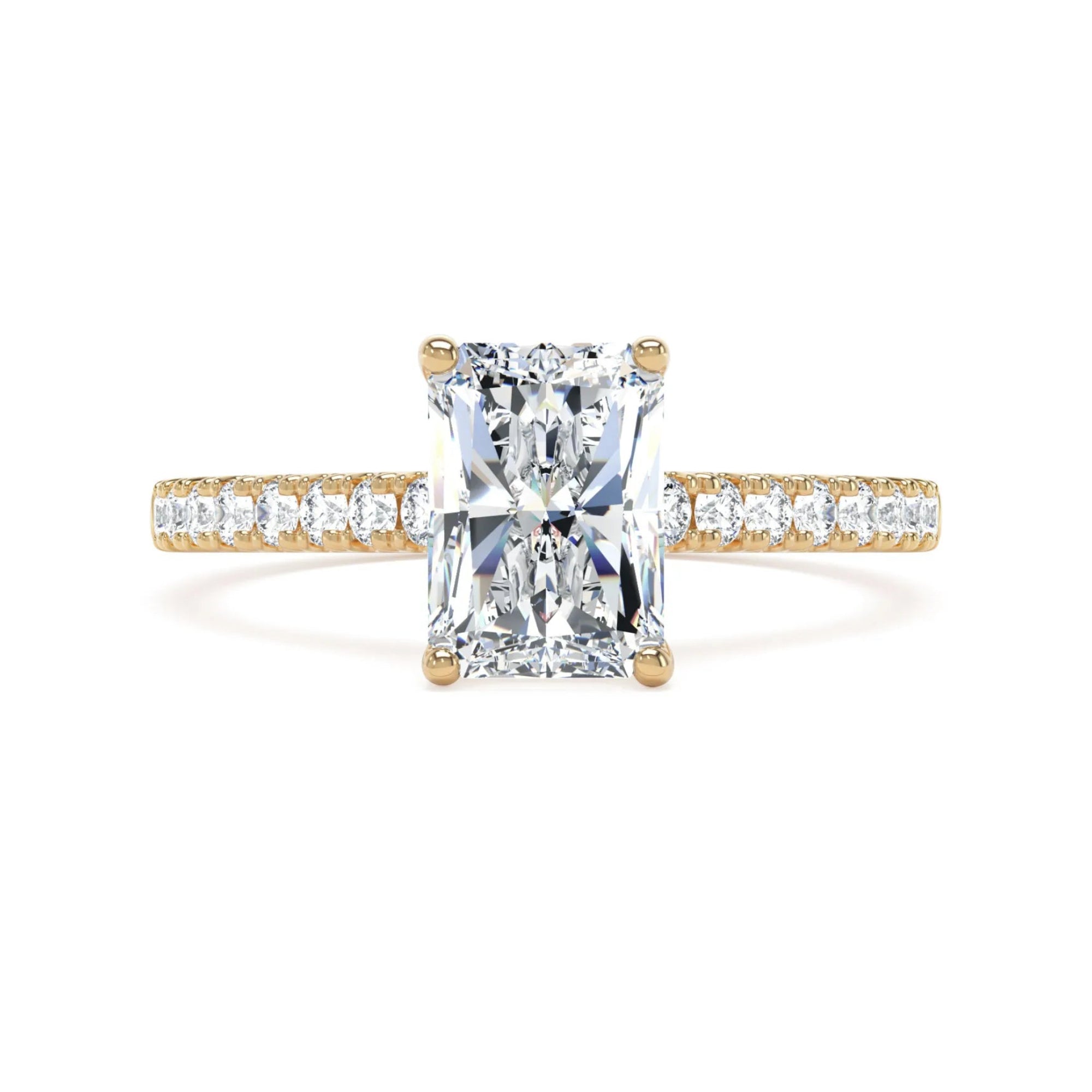 Lab-Grown Emerald Cut Diamond Engagement Ring | Diamond Set Shoulders | The Adele Ring