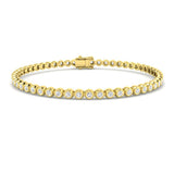 Natural Diamond Rub-Over Set Tennis Bracelet 18ct Yellow Gold
