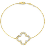Diamond Four Leaf Clover Bracelet from Harrogate Jewellers, featuring lab-grown diamonds and yellow gold, ideal for bespoke jewellery lovers in Yorkshire.