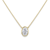 Lab-Grown Oval Cut Diamond Bezel Set Pendant Necklace 1.00ct | 9ct Yellow Gold | Harrogate Jewellers