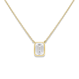 Lab-Grown Emerald Cut Bezel Set Diamond Pendant Necklace 1.00ct | 9ct Yellow Gold | Harrogate Jewellers