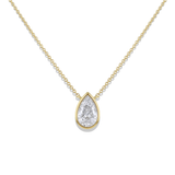 Lab-Grown Pear Cut Diamond Bezel Set Pendant Necklace 1.00ct | 9ct Yellow Gold | Harrogate Jewellers