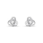 Diamond Knot Stud Earrings by Harrogate Jewellers, made from 18ct white gold, adorned with grain-set natural and laboratory grown diamonds, perfect for bespoke Yorkshire wedding jewellery.