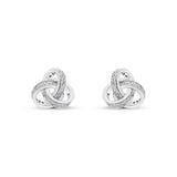 Diamond Knot Stud Earrings by Harrogate Jewellers, made from 18ct white gold, adorned with grain-set natural and laboratory grown diamonds, perfect for bespoke Yorkshire wedding jewellery.