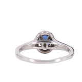 Sapphire and Diamond Halo Engagement Ring Preloved 18ct White Gold