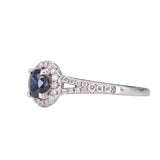 Sapphire and Diamond Halo Engagement Ring Preloved 18ct White Gold