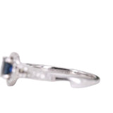 Sapphire and Diamond Halo Engagement Ring Preloved 18ct White Gold