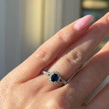 Sapphire and Diamond Halo Engagement Ring Preloved 18ct White Gold
