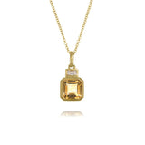 Harrogate Jewellers' Citrine and Diamond Bezel Set Drop Pendant Gold, a piece of bespoke jewellery from Yorkshire showcasing lab grown diamonds and citrine.