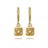 Citrine and Diamond Bezel Set Drop Earrings by Harrogate Jewellers, gold finish, perfect for weddings and bespoke jewellery in Yorkshire.