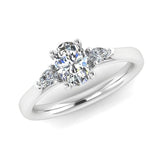Harrogate Jewellers' 1.22ct Trilogy Ring featuring an oval cut diamond flanked by pear-shaped diamonds, crafted in platinum, perfect for engagement or bespoke Yorkshire jewellery.