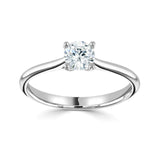 Tapered Classic Solitaire Round Brilliant Cut Diamond Engagement Ring by Harrogate Jewellers, a bespoke jewellery vendor in Yorkshire. Lab grown diamonds ring, perfect for wedding.