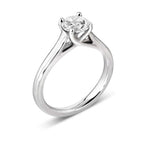 Classic Cross-Over Solitaire Round Brilliant Cut Diamond Engagement Ring by Harrogate Jewellers, featuring an elegant crossover detail, set in platinum, perfect for a bespoke Yorkshire wedding.