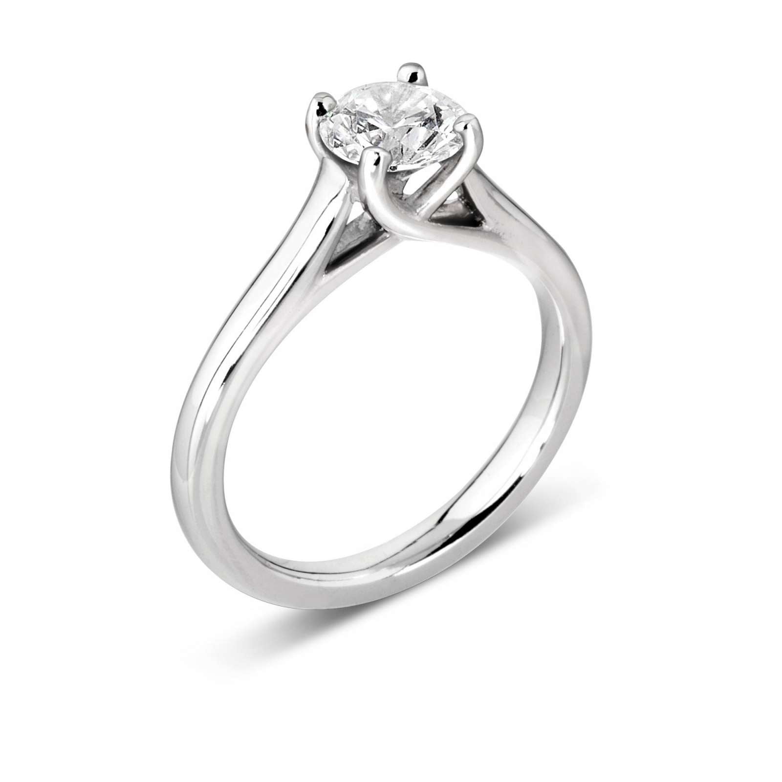 Classic Cross-Over Solitaire Round Brilliant Cut Diamond Engagement Ring by Harrogate Jewellers, featuring an elegant crossover detail, set in platinum, perfect for a bespoke Yorkshire wedding.