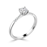 Harrogate Jewellers' delicate claw set solitaire engagement ring with a 0.50ct round brilliant cut diamond, a bespoke lab grown diamond ring from Yorkshire.