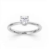 Harrogate Jewellers' 0.50ct round brilliant cut diamond engagement ring with under halo detail, bespoke jewellery piece handcrafted in Yorkshire.