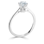 Harrogate Jewellers six claw classic solitaire engagement ring with a brilliant cut diamond, ideal for bespoke wedding in Yorkshire, crafted from white gold.