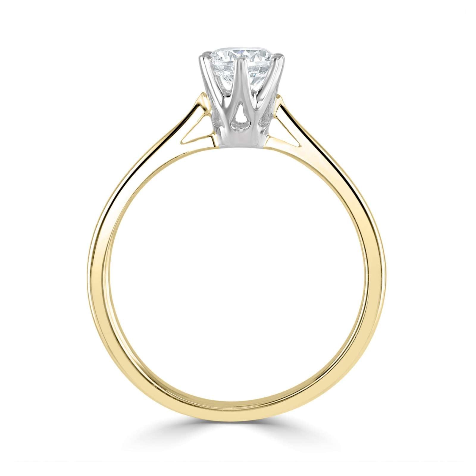 Six Claw Classic Solitaire Round Brilliant Cut Diamond Engagement Ring by Harrogate Jewellers, featuring a large central diamond and six smaller diamonds set on a platinum band, perfect for bespoke Yorkshire weddings