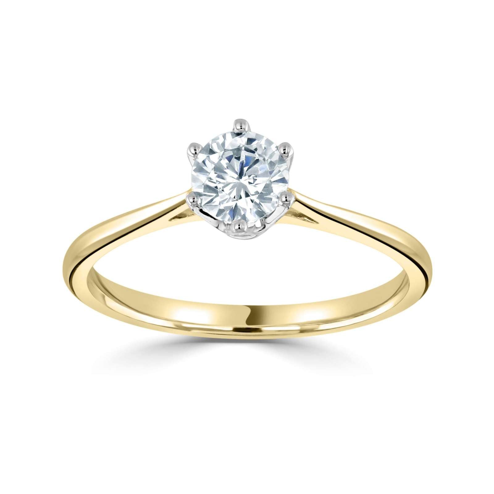 Harrogate Jewellers Six Claw Classic Solitaire Round Brilliant Cut Diamond Engagement Ring, handpicked Earth Mined Diamond set in a white gold band, bespoke jewellery from Yorkshire