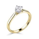 Harrogate Jewellers' Classic Compass Set Solitaire Round Brilliant Cut Diamond Engagement Ring, a bespoke jewellery piece from Yorkshire. Lab grown diamond on a gold band.