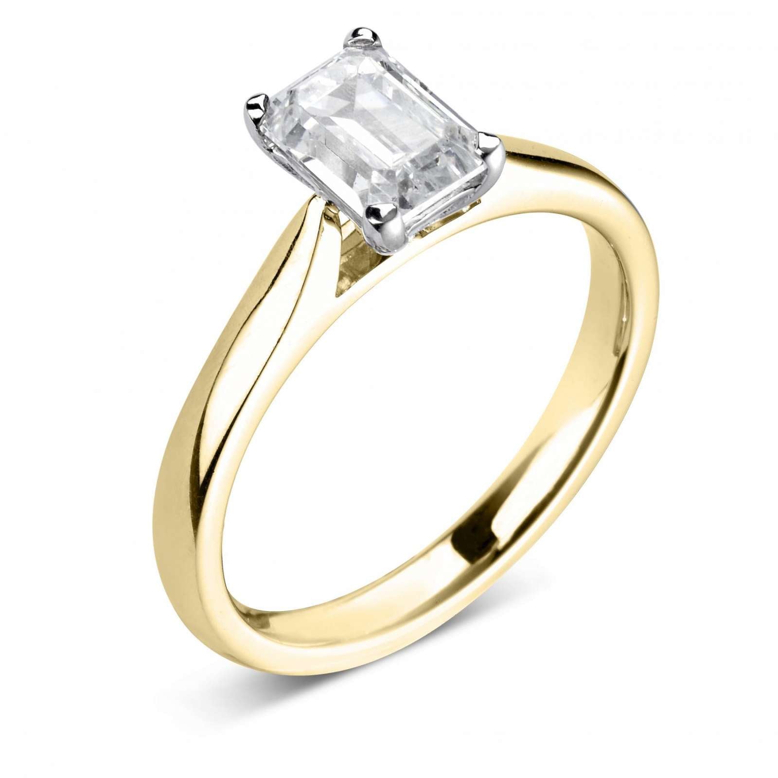 Classic Emerald Cut Solitaire Diamond Engagement Ring by Harrogate Jewellers, featuring a lab-grown, Earth Mined Diamond set in white gold. Bespoke jewellery from Yorkshire.