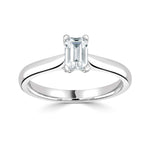 Classic Emerald Cut Solitaire Diamond Engagement Ring by Harrogate Jewellers. Platinum band with a brilliant, earth-mined diamond, perfect for bespoke Yorkshire weddings.
