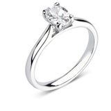 Classic Oval Solitaire Diamond Engagement Ring 0.25ct from Harrogate Jewellers, a natural earth mined diamond ring set in platinum on a white background