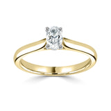 Harrogate Jewellers' Classic Oval Solitaire Diamond Engagement Ring, 0.25ct with a brilliant cut, set in a gold band on a white background, bespoke jewellery in Harrogate, Yorkshire