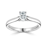 Classic Oval Solitaire Diamond Engagement Ring, 0.25ct, from Harrogate Jewellers, showcasing a brilliant cut earth mined diamond on a white gold band, bespoke jewellery in Harrogate, Yorkshire.
