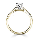 Harrogate Jewellers' Classic Pear Cut Solitaire Diamond Engagement Ring on a white background, a symbol of bespoke jewellery in Harrogate, Yorkshire. Ideal for lab grown diamond wedding rings.
