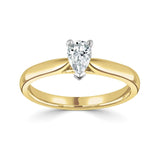 Harrogate Jewellers' classic pear cut solitaire diamond engagement ring, lab grown diamond in gold setting, bespoke jewellery in Harrogate Yorkshire.
