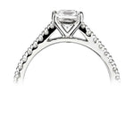 Harrogate Jewellers' Princess Cut Diamond Engagement Ring with tapered claw setting and brilliant earth-mined diamonds on platinum band, bespoke jewellery from Yorkshire.