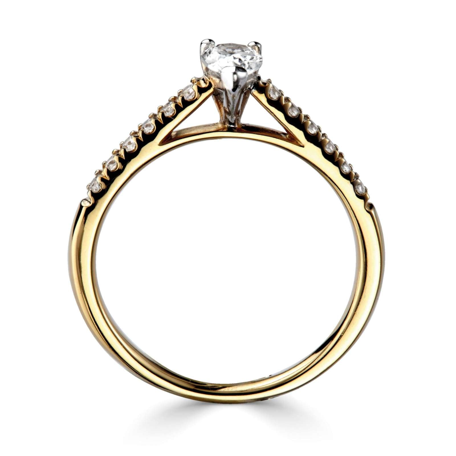 Tapered Claw Set Pear Cut Diamond Engagement Ring by Harrogate Jewellers, showcasing a bespoke, hand-selected pear cut Earth Mined Diamond set on a white gold band, highlighting Yorkshire's artisan craftsmanship.