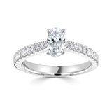 Oval Cut Diamond Engagement Ring Tapered Diamond Shoulders 0.75ct from Harrogate Jewellers, crafted with earth mined diamonds in platinum setting, bespoke jewellery in Harrogate, Yorkshire.