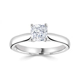 Classic Cushion Cut Solitaire Diamond Engagement Ring by Harrogate Jewellers, a bespoke jewellery piece from Yorkshire featuring a lab grown diamond, ideal for wedding rings.